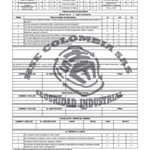 PERMISO DE TRABAJO EN CALIENTE (EXCEL, PDF)