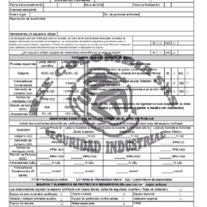 PERMISO DE TRABAJO EN ESPACIOS CONFINADOS (EXCEL,PDF).