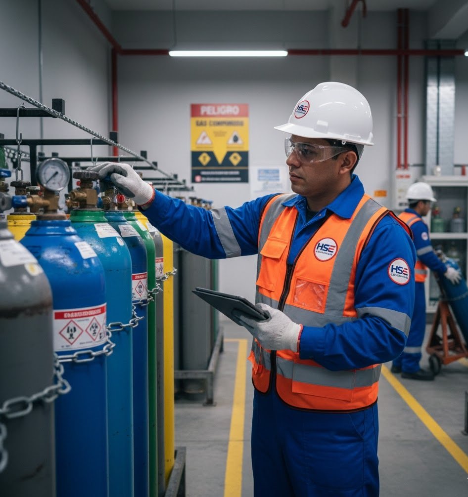 Manejo de gas comprimido, traslado, transporte y almacenamiento.