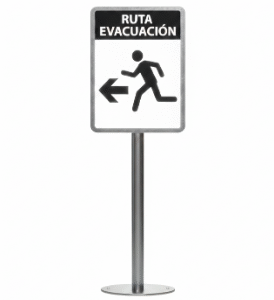 Señalización de Ruta de Evacuación Izquierda con Pedestal